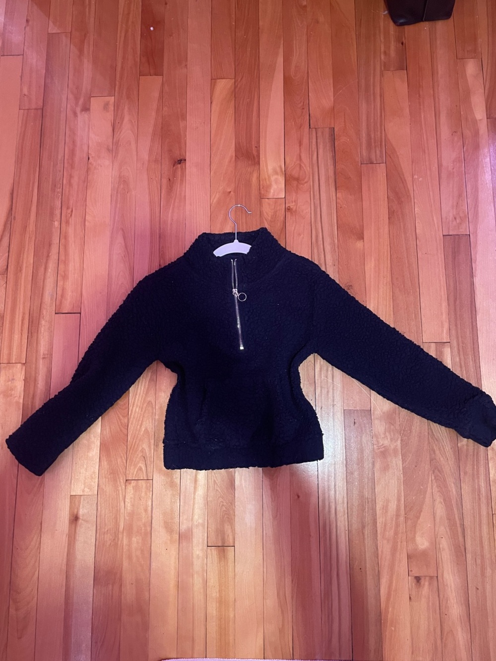 Pre teen Black Sherpa Half-Zip Pullover